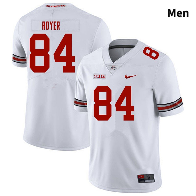 Ohio State Buckeyes Joe Royer Men's #84 White Authentic Stitched College Football Jersey